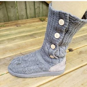 UGG Classic Cardy Gray Merino Knit Button Boots 11